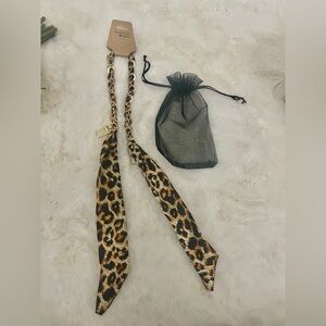 🛍️2/$30 Leopard Print Scarf Chain Bag Strap with Gold Chain